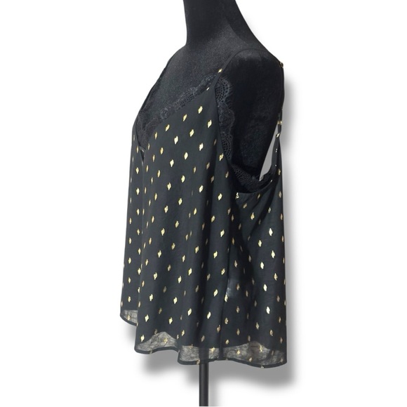 Adore Me Black Lace Cami w/ Gold Accents Adjustable Straps Black Lace Loose Fit - Picture 6 of 16